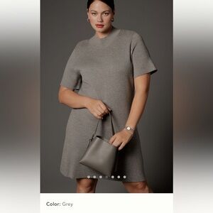 NWT new XL Anthropologie Nina short sleeve mock neck mod sweater dress gray